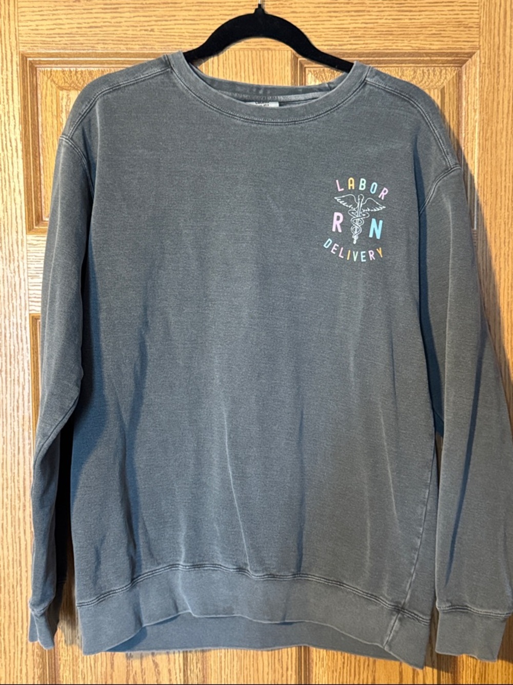 Labor and Delivery Crewneck Sweatshirt - Charcoal comfort colors